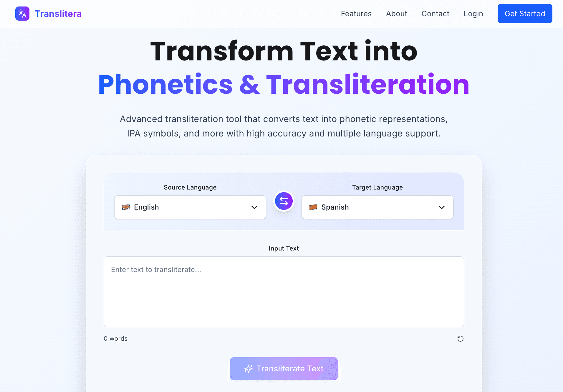 Translitera - Text Transliteration & Phonetics SaaS