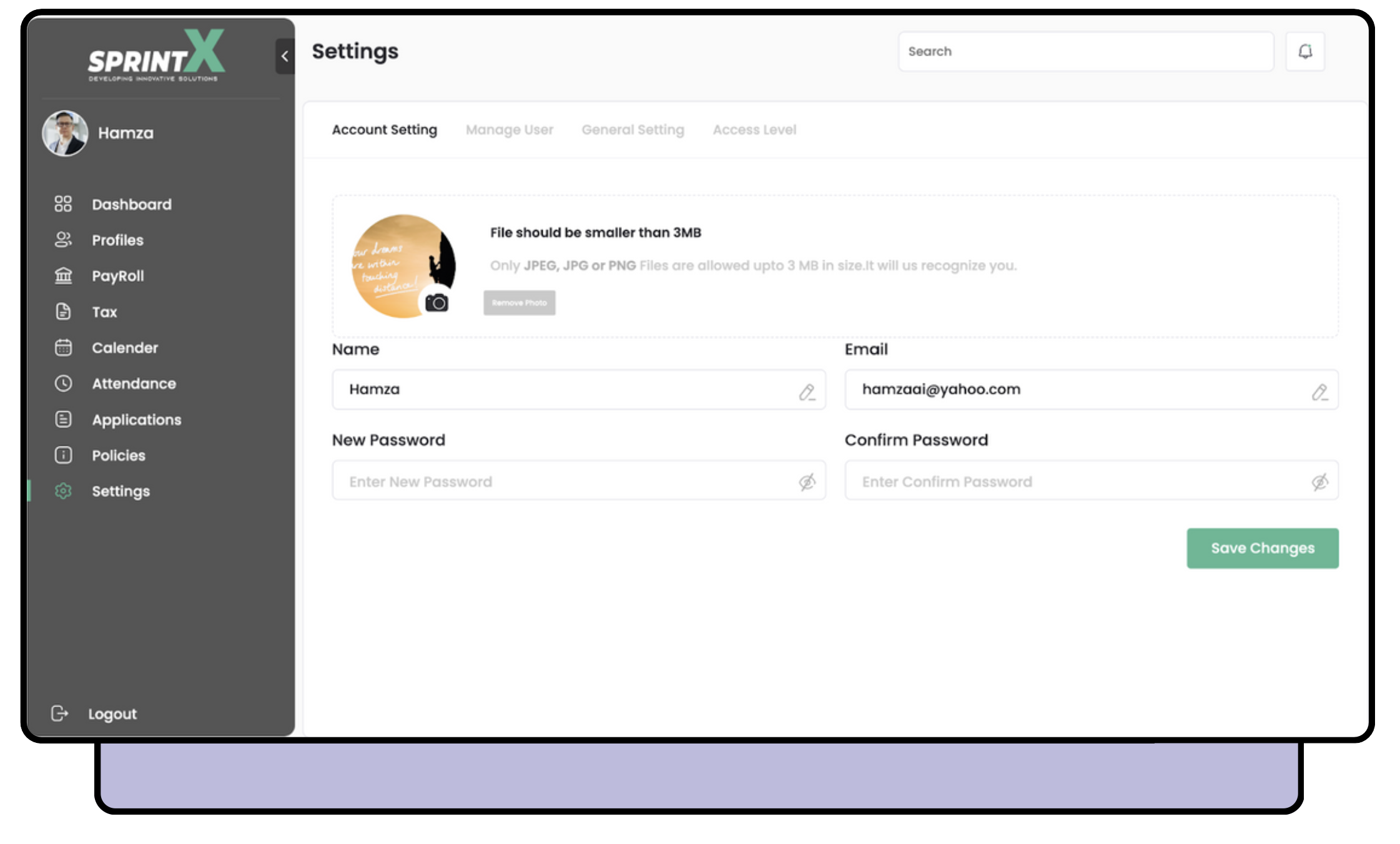 SPRINTX ERP System – Hamza Ali Khalid